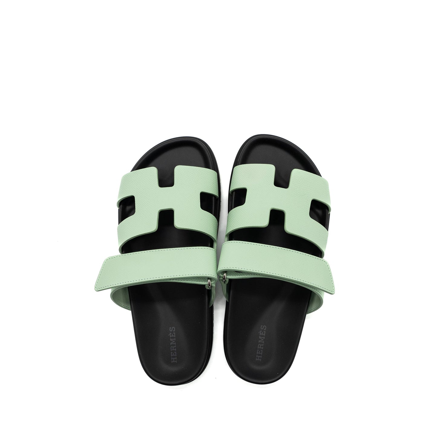 Hermes Size 37.5 Chypre Sandals Epsom Vert Jade