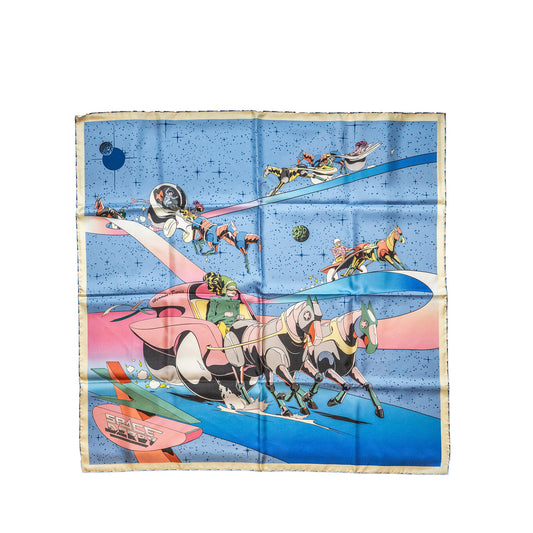 Hermes 90cm Silk Scarf Space Derby Bleu Ciel/Rose/Vert