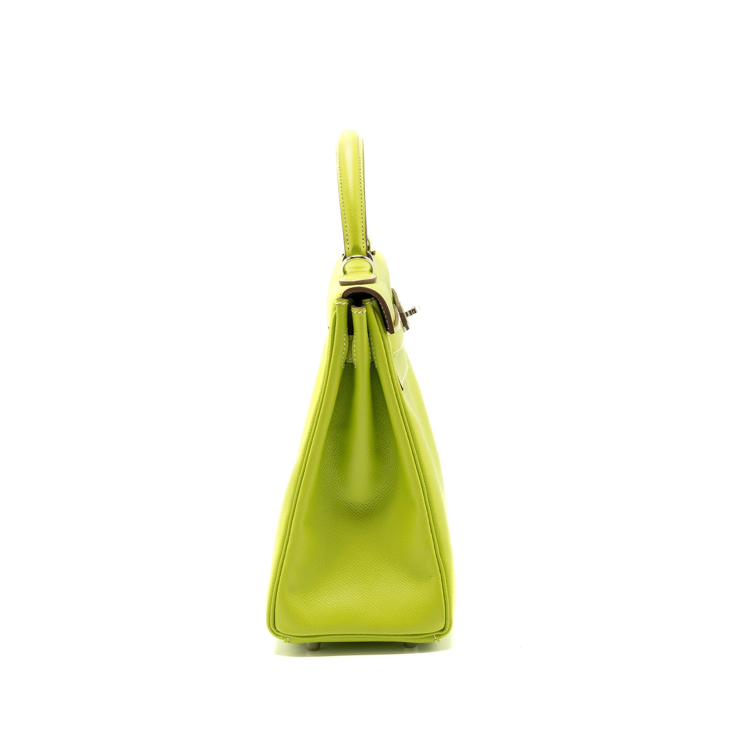 Hermes Kelly 32 Epsom Kiwi/Olive Green SHW Stamp Square O