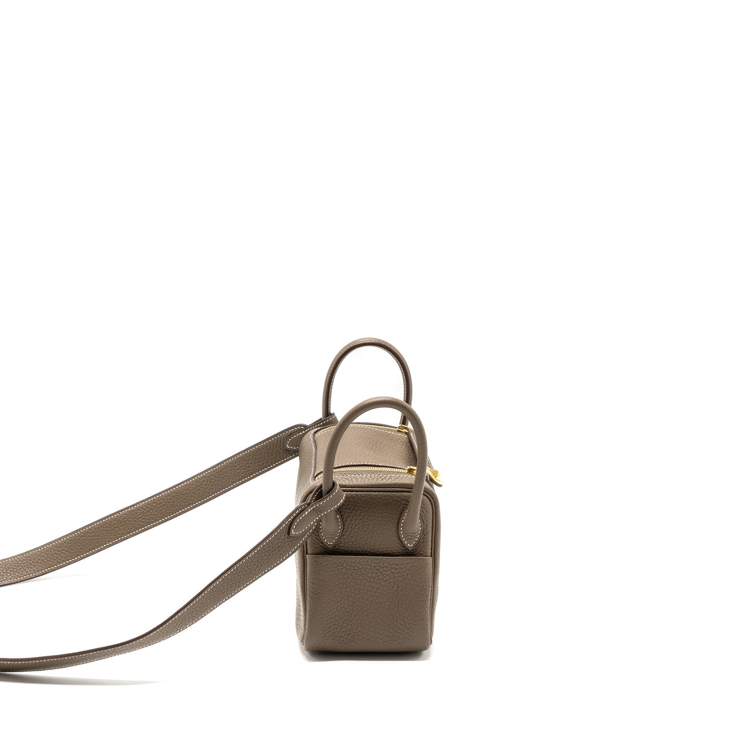 Hermes Mini Lindy Clemence Etoupe GHW Stamp Z