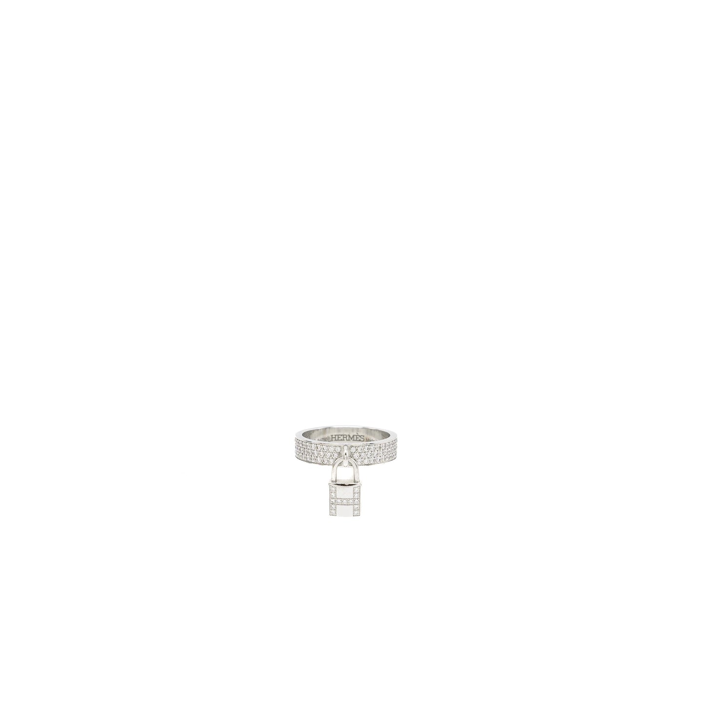 Hermes Size 51 Kelly Clochette Ring, Medium Model White Gold, Diamonds