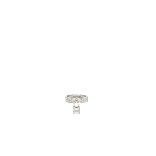 Hermes Size 51 Kelly Clochette Ring, Medium Model White Gold, Diamonds