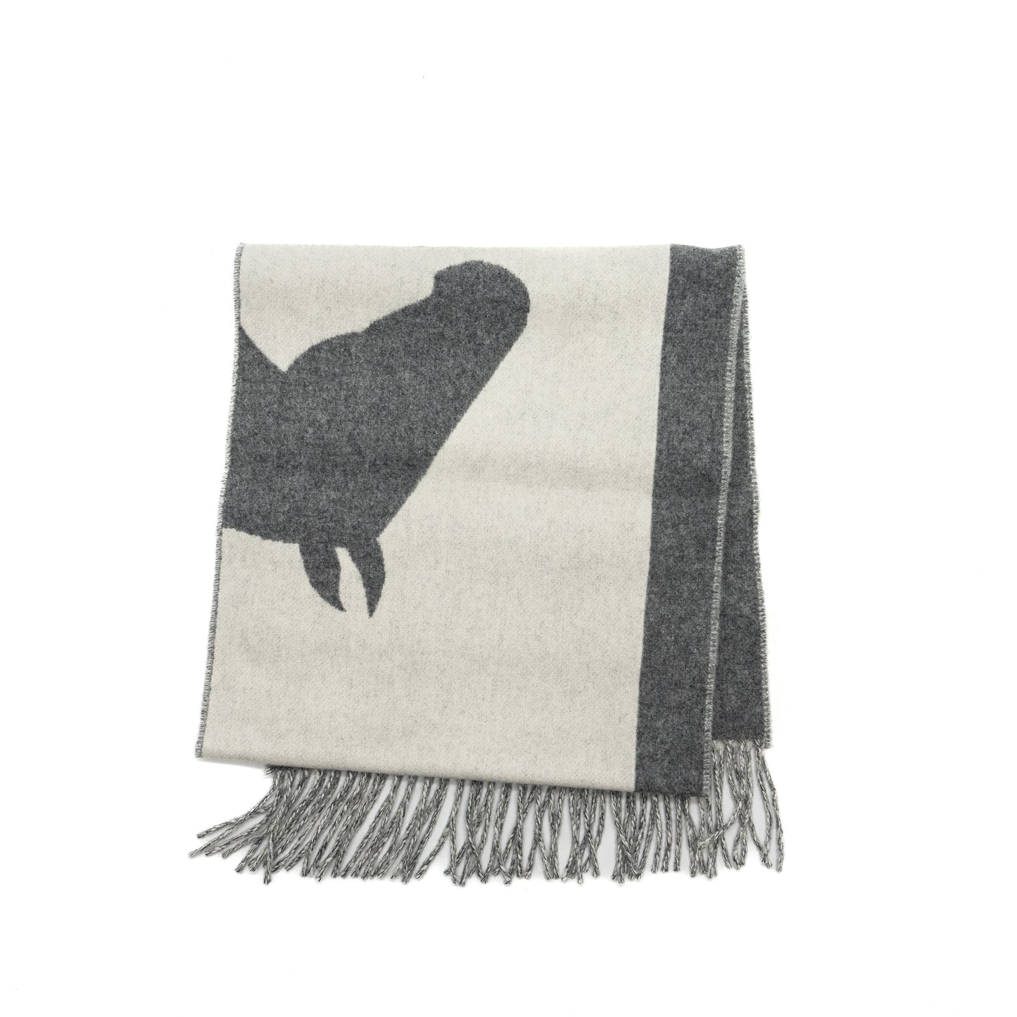 Hermes Casaque Love Story Muffler Cashmere Gris Clair/ Ivoire