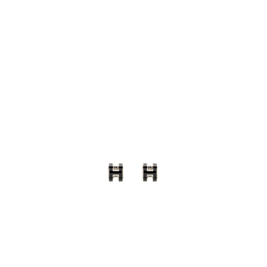 Hermes mini pop H earrings black SHW