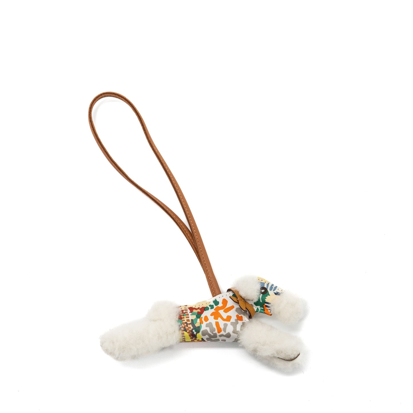 Hermes Budy Bag Charm Silk/ Shearling Multicolour