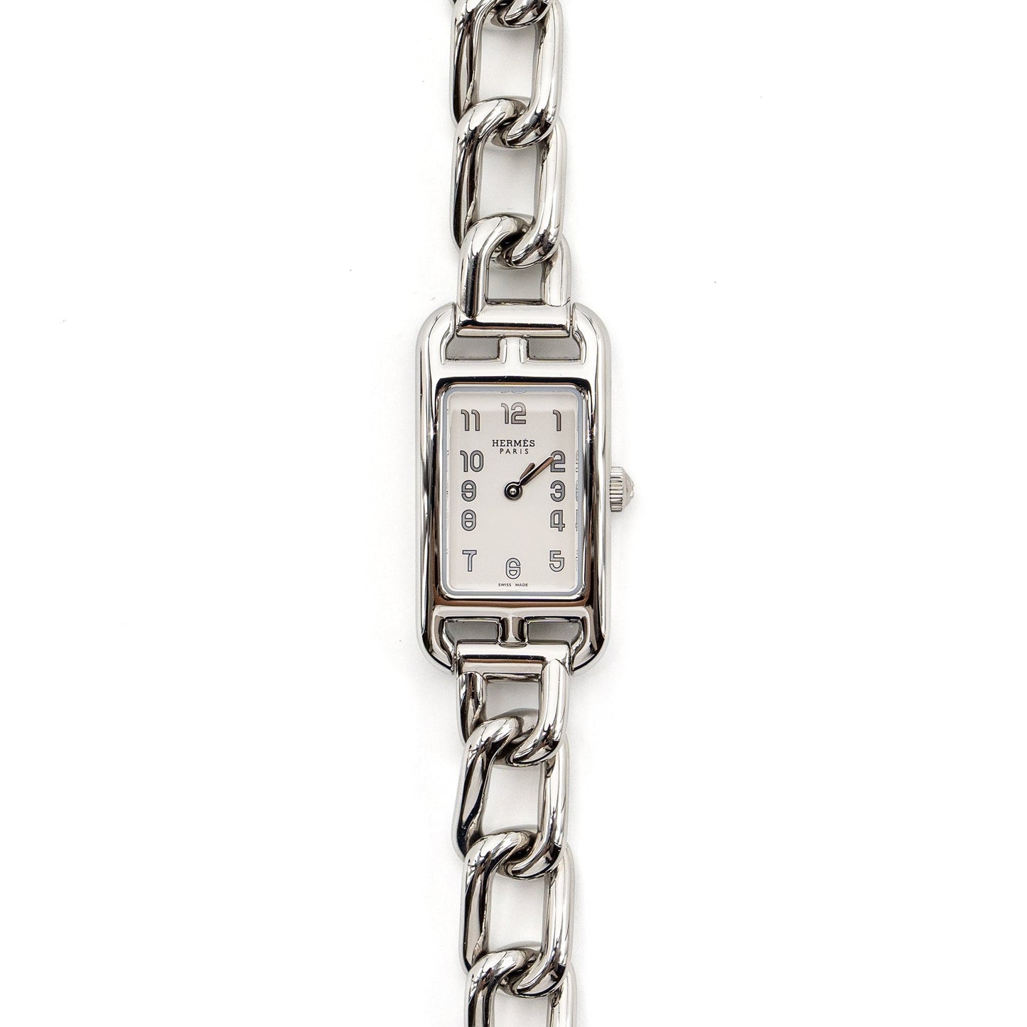Hermes Nantucket watch small model, 29mm stainless steel white dial