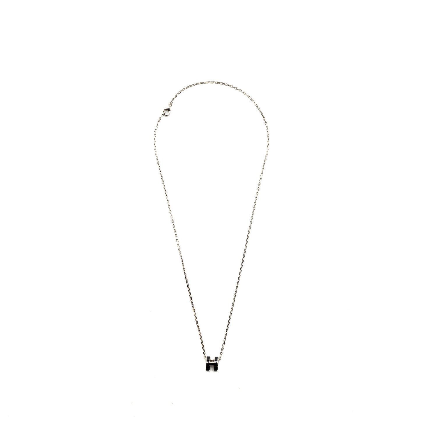 Hermes Mini Pop H Pendant Black SHW