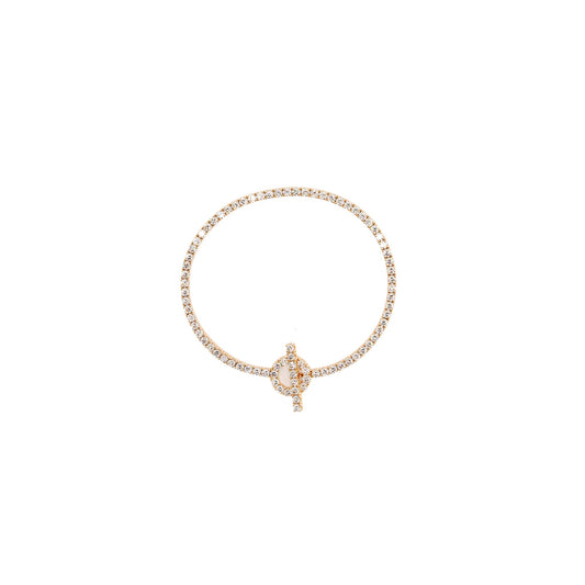 Hermes Size SH Finesse Bracelet Diamond Paved Rose Gold
