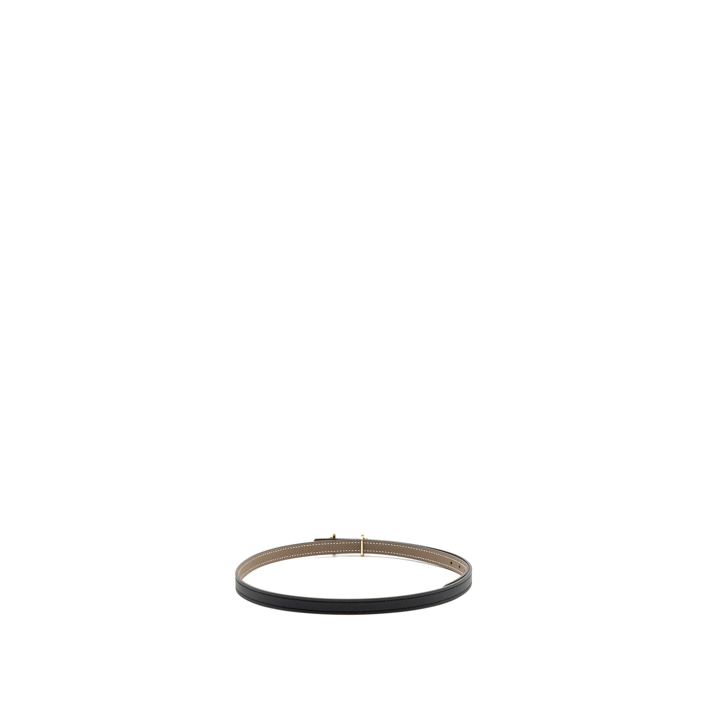 Hermes Size 75 Gamma Buckle Reversible Belt Epsom/ Swift Etoupe/ Black RGHW Stamp U