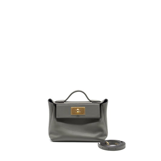 Hermes Mini 24/24 2424-21 Bag Evercolor / Swift Gris Meyer GHW Stamp U
