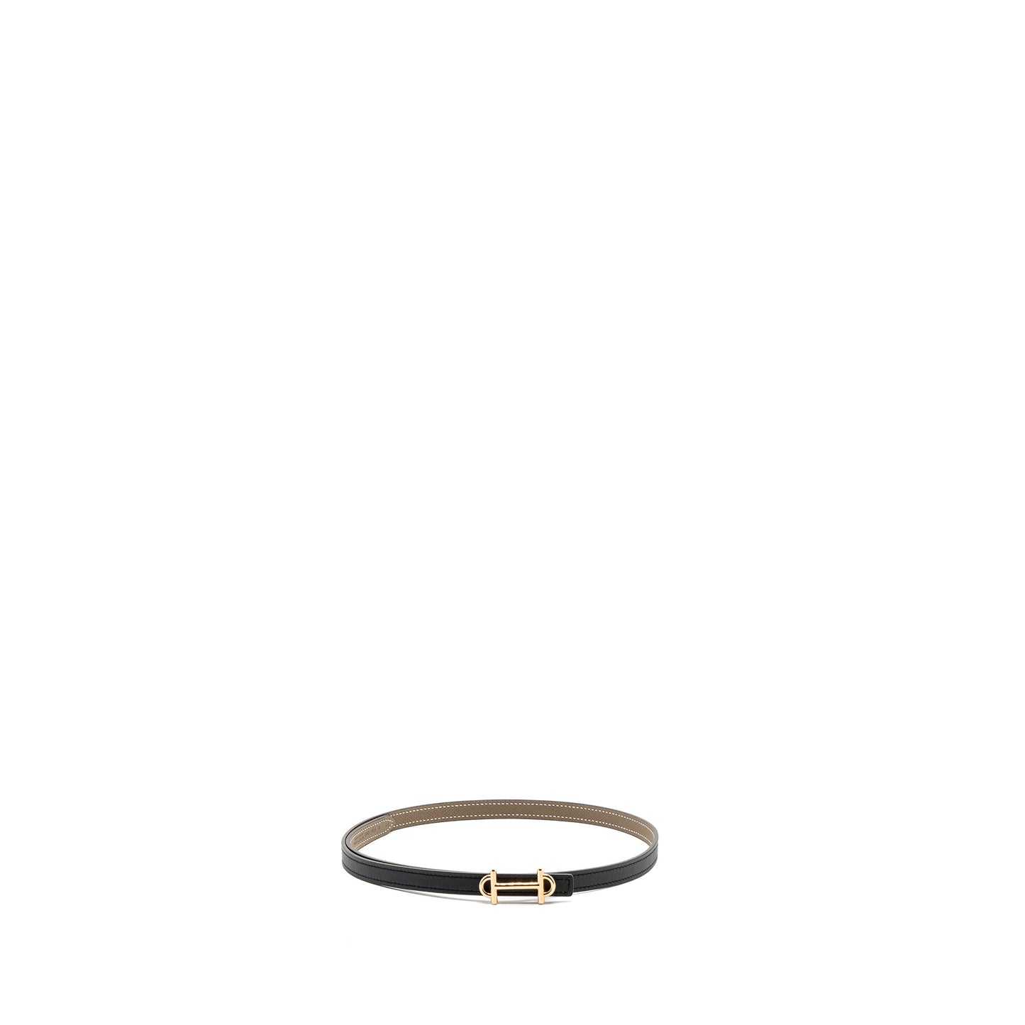 Hermes Size 75 Gamma Buckle Reversible Belt Epsom/ Swift Etoupe/ Black RGHW Stamp U