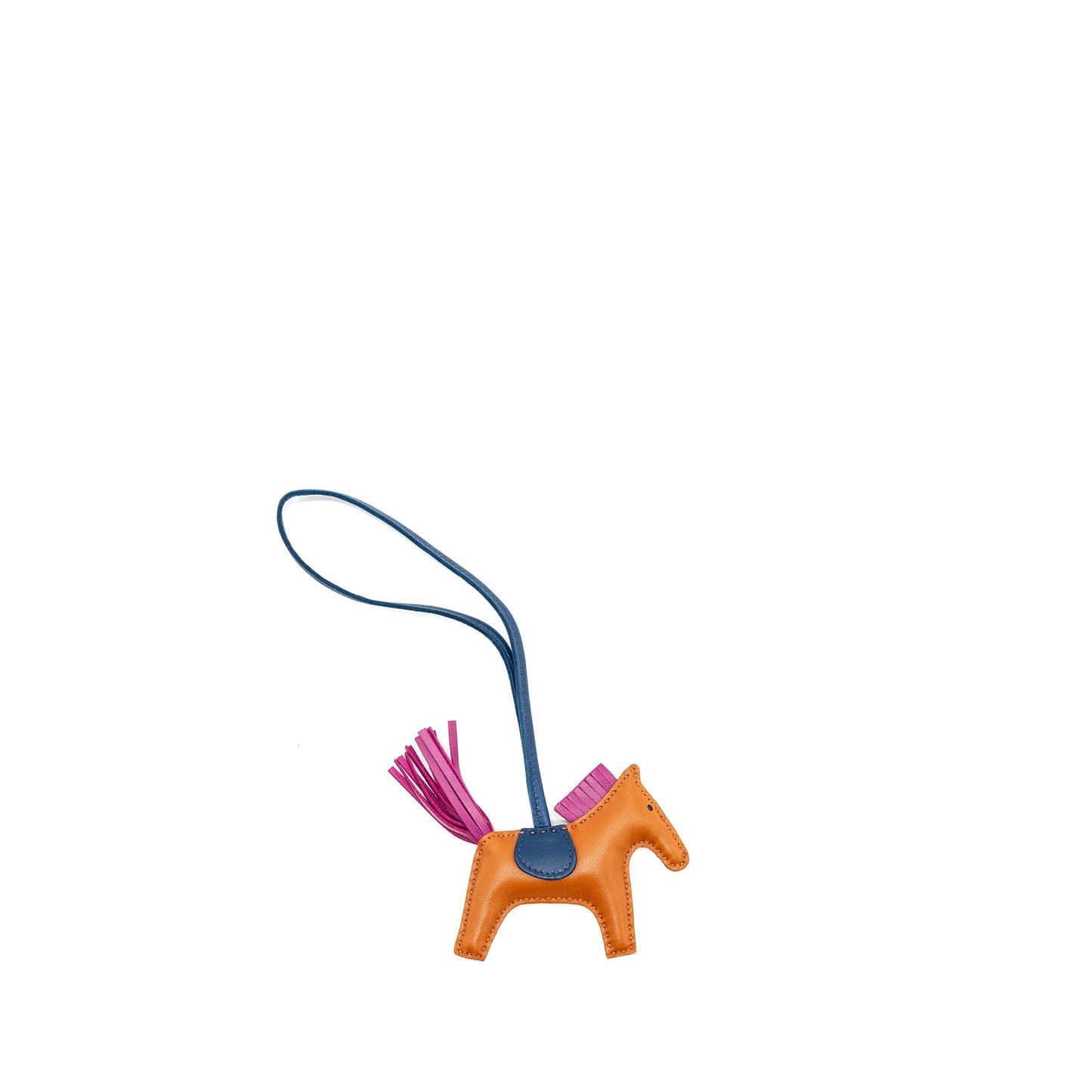 Hermes Rodeo PM Bag Charm Brown/Dark Blue/Rose Stamp Z