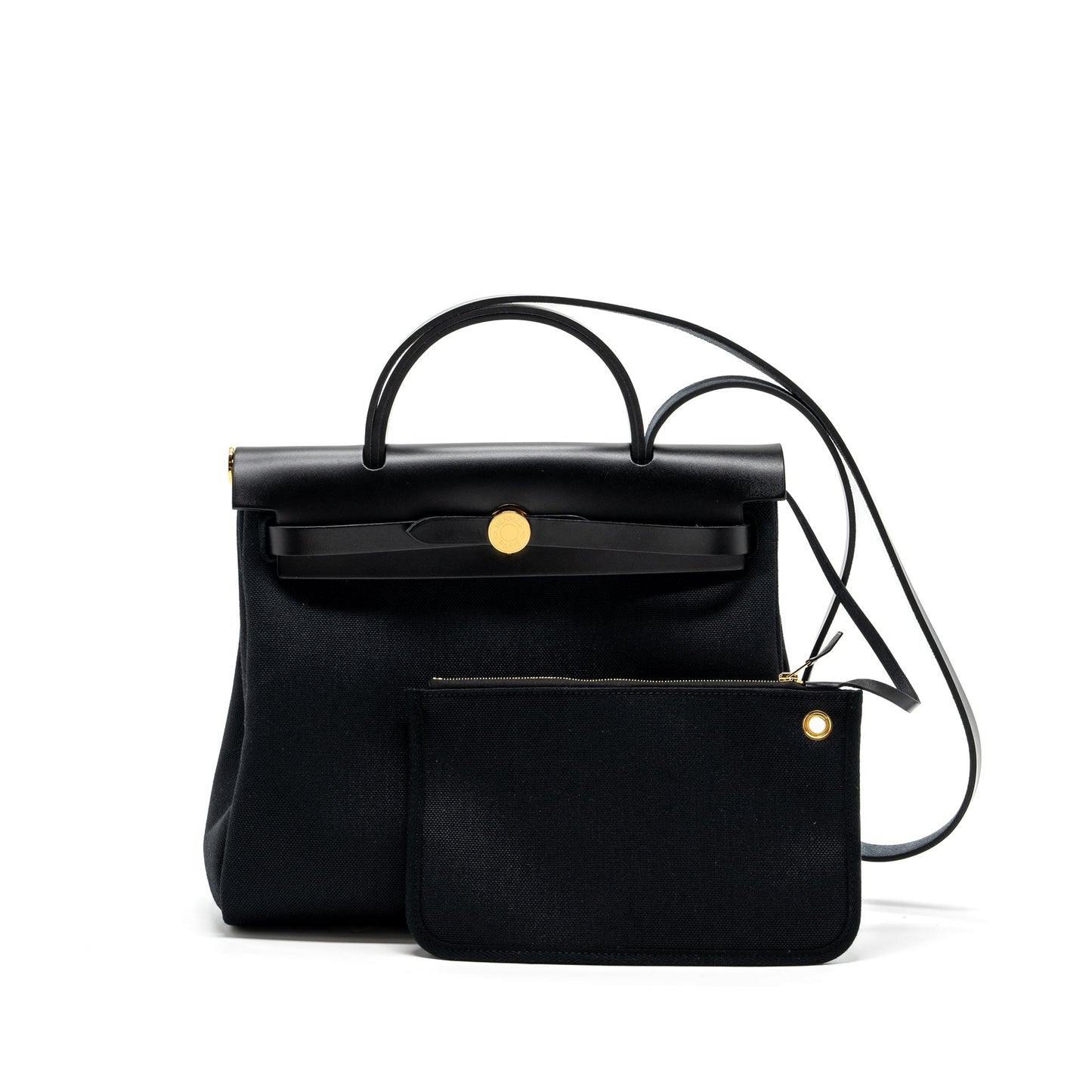 Hermes Herbag 31 Zip Bag Canvas/ Hunter Black GHW Stamp U