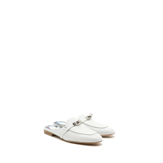 Hermes Size 38 OZ Mule Blanc SHW