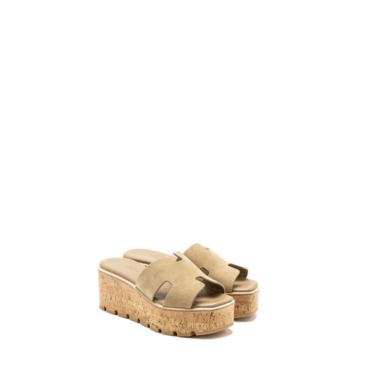 Hermes size 38 Eze 30 sandals suede/goatskin beige