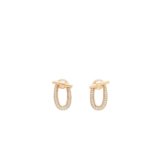 Hermes Adage Pendant Earrings Rose Gold Diamonds
