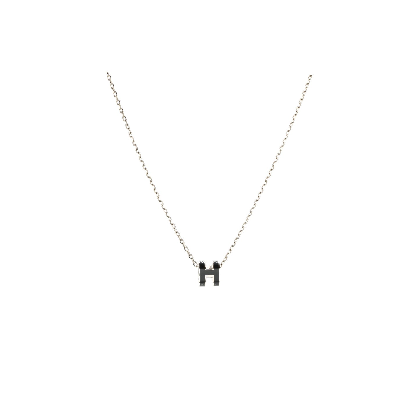 Hermes Mini Pop H Pendant Black SHW