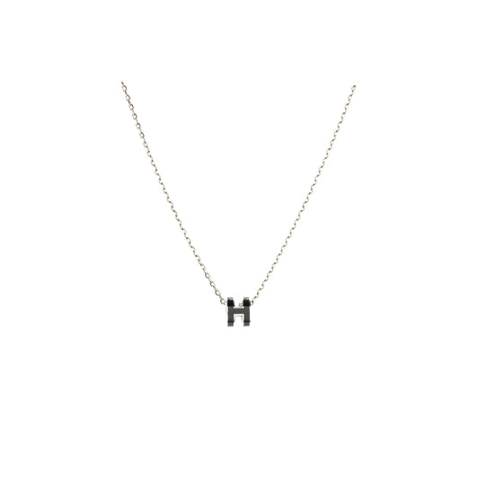 Hermes Mini Pop H Pendant Black SHW