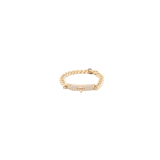 HERMES SIZE SH KELLY GOURMETTE BRACELET ROSE GOLD DIAMONDS
