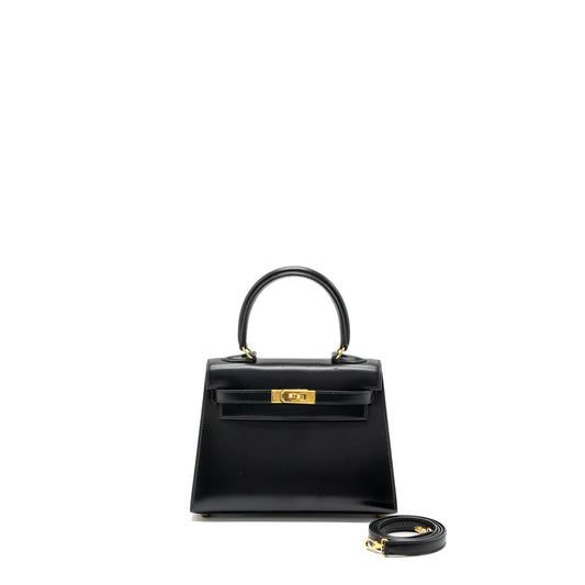 Hermes vintage Kelly 20 box calfskin black GHW stamp circle V