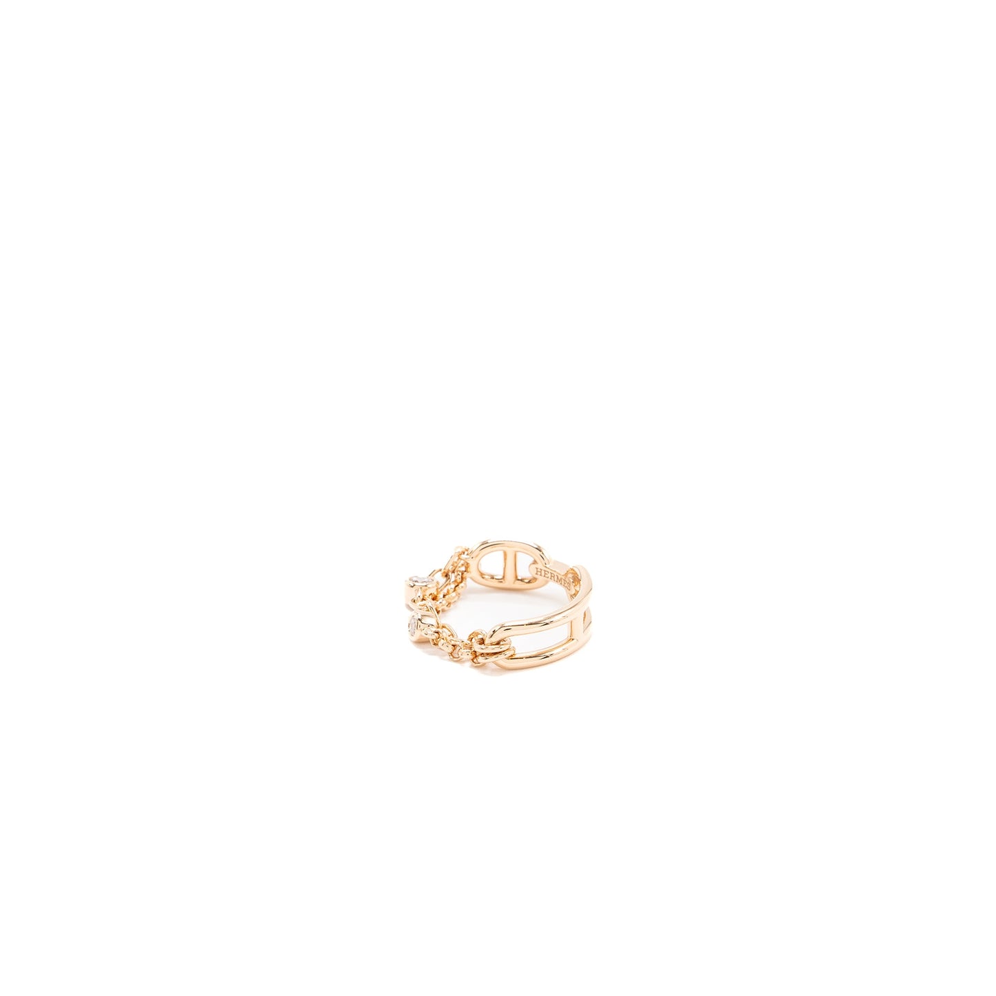 Hermes size 51 Chaine d'ancre Chaos ring, small model rose gold diamonds