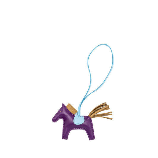 Hermes rodeo pegase pm bag charm violet/kraft/blue Celeste stamp D