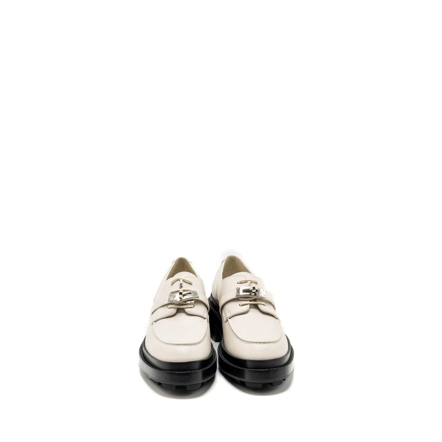 Hermes size 39 first derby oxford loafer Calfskin beige glaise SHW