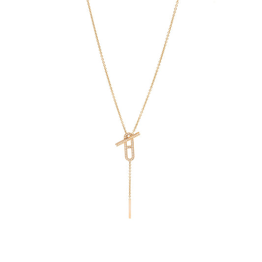 Hermes Ever Chaine D’Ancre Lariat Necklace Rose Gold, Diamonds