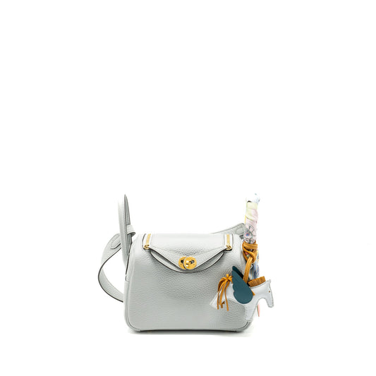 Hermes Mini Lindy Clemence Blue Pale GHW Stamp Z