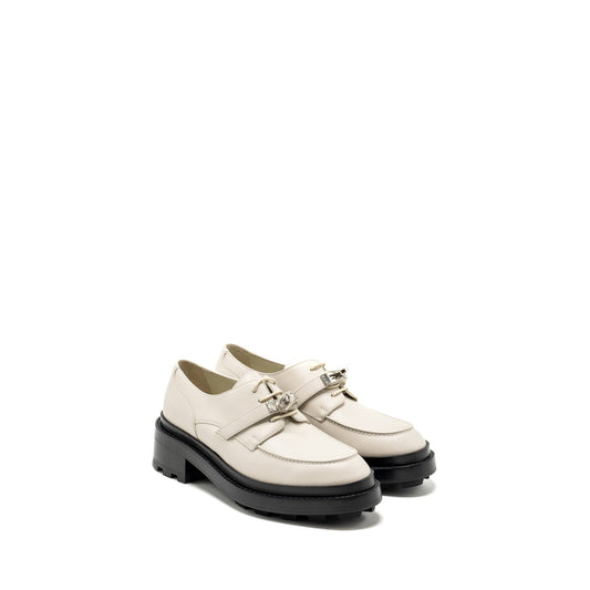 Hermes size 39 first derby oxford loafer Calfskin beige glaise SHW