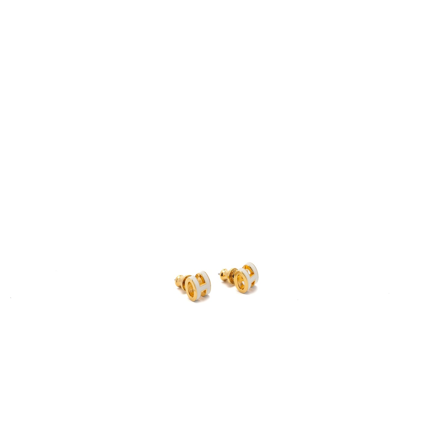 HERMES MINI POP H EARRINGS WHITE RGHW