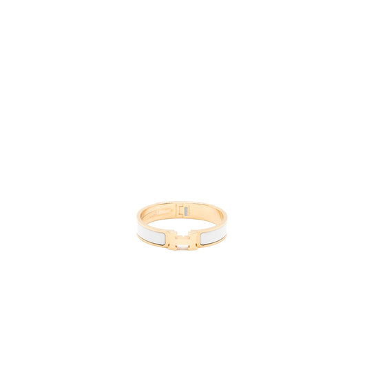 Hermes Size PM Clic H Bracelet White RGHW