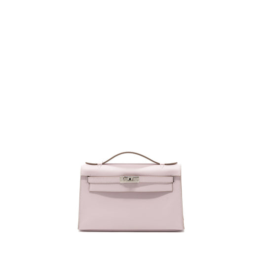 Hermes Kelly Pochette Swift Mauve Pale SHW Stamp U