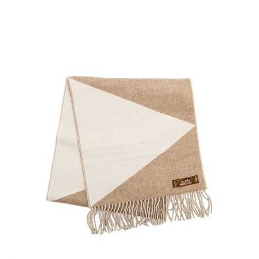 Hermes 140cm X 30cm Cashmere Casaque Zig Zag Scarf Etoupe/Ivory