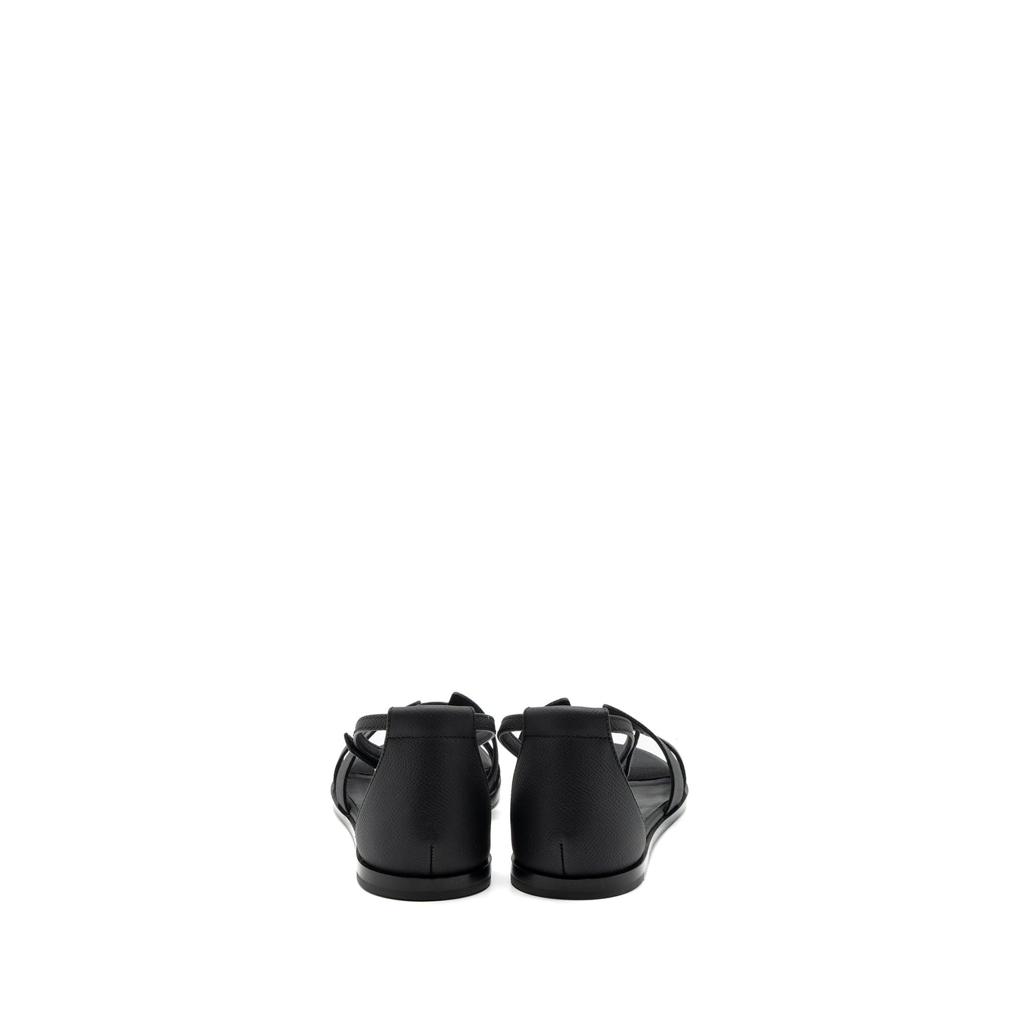 HERMES SIZE 38 SANTORINI SANDALS LEATHER Black SHW