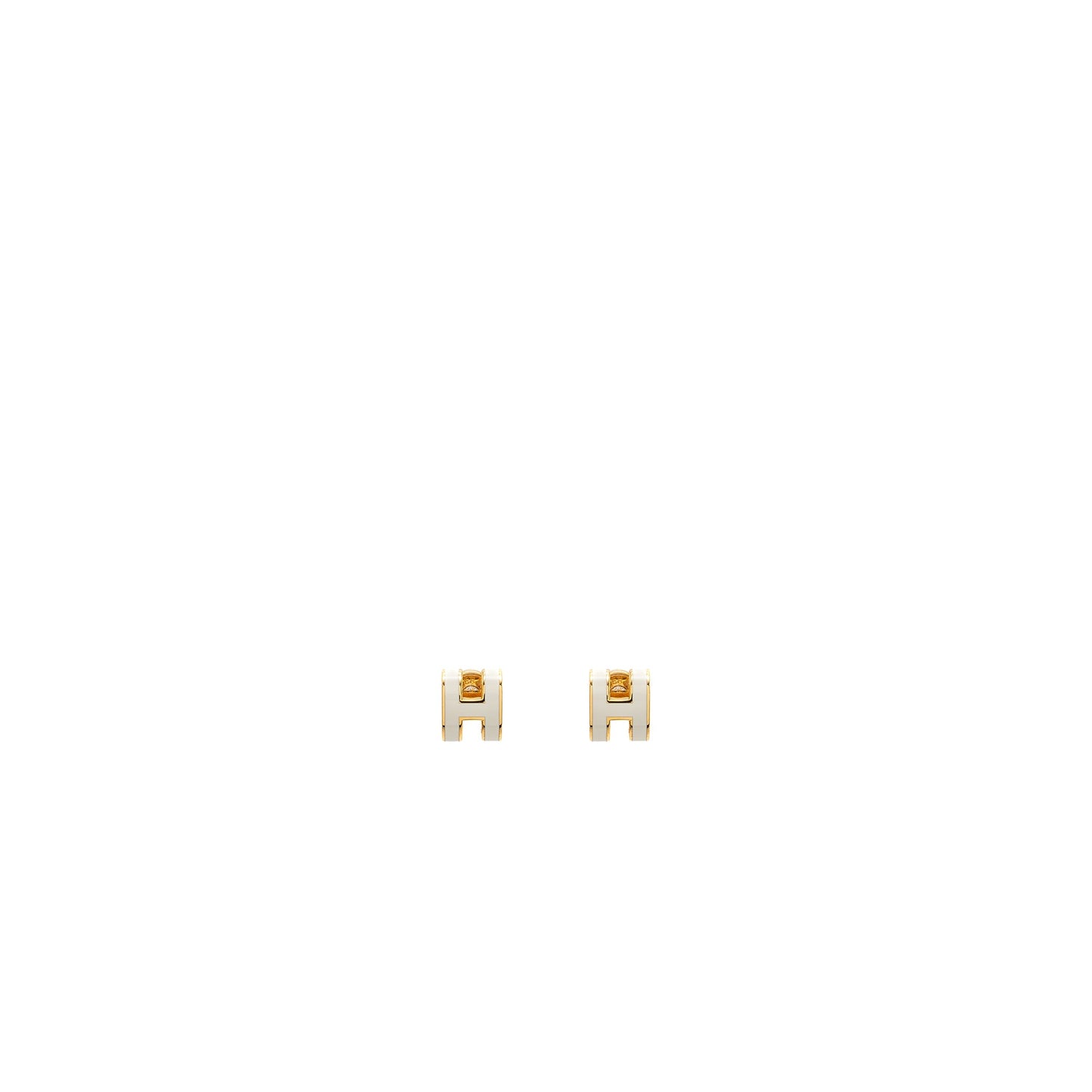 HERMES MINI POP H EARRINGS WHITE RGHW