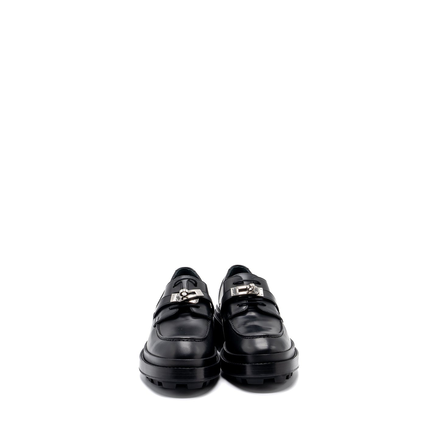 hermes size 37.5 first derby oxford loafer calfskin black SHW