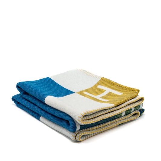 Hermes Avalon Vibration Throw Blanket Wool/ Cashmere Outremer