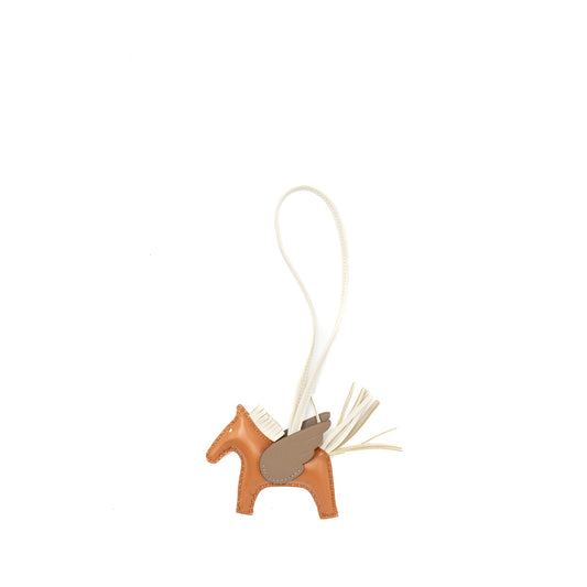Hermes rodeo pegase pm bag charm gold/ craie / etoupe stamp B