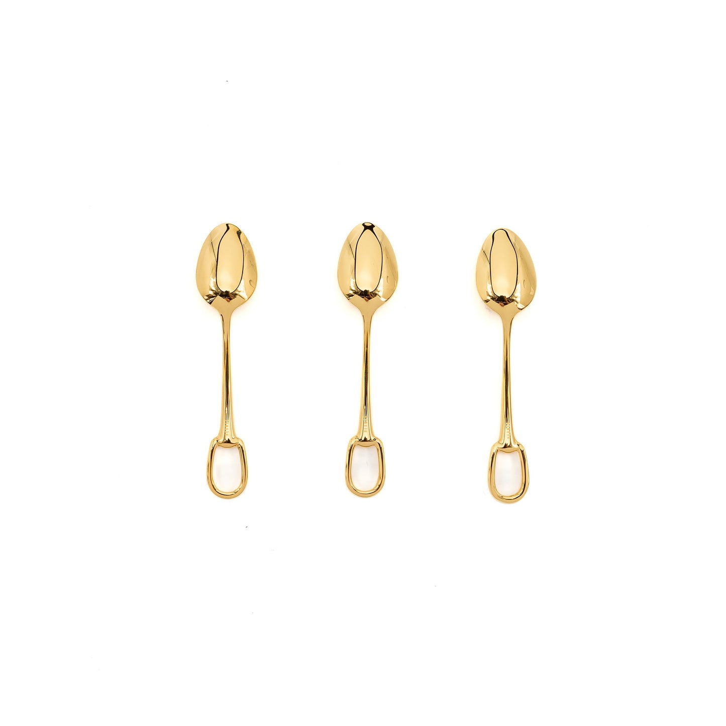Hermes grand attelage mocha spoon in gold plated metal (3 in a set)