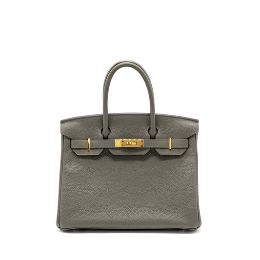 Hermes Birkin 30 Clemence Gris Meyer GHW Stamp U