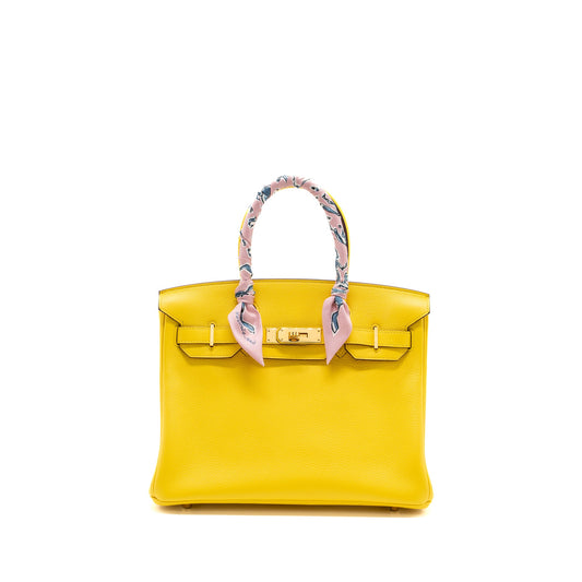 Hermes birkin 30 Taurillon Novillo Jaune De Naples GHW stamp D