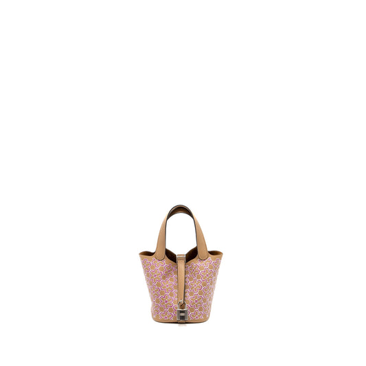 Hermes Micro Picotin 14 Lucky Daisy lock bag swift chai-rose-blanc/ chai SHW stamp U