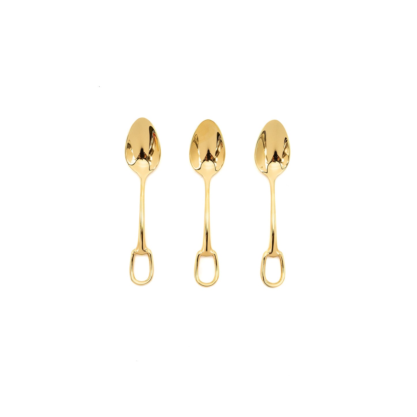 Hermes grand attelage mocha spoon in gold plated metal (3 in a set)