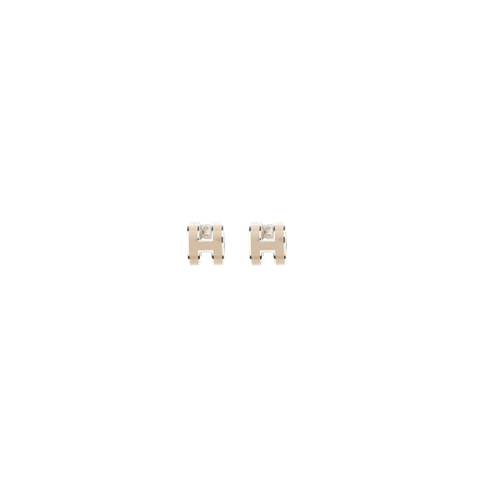 Hermes mini pop H earrings marron glacé SHW