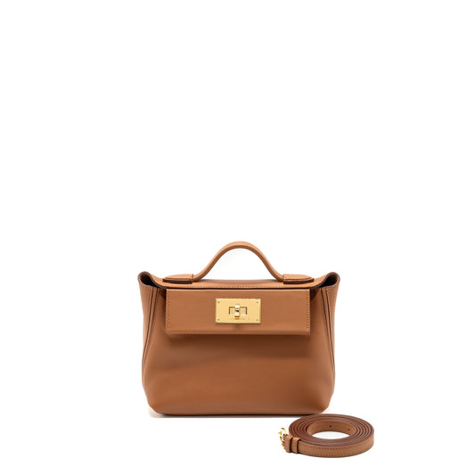 Hermes mini 24/24 2424-21 bag evercolor / swift gold GHW stamp B