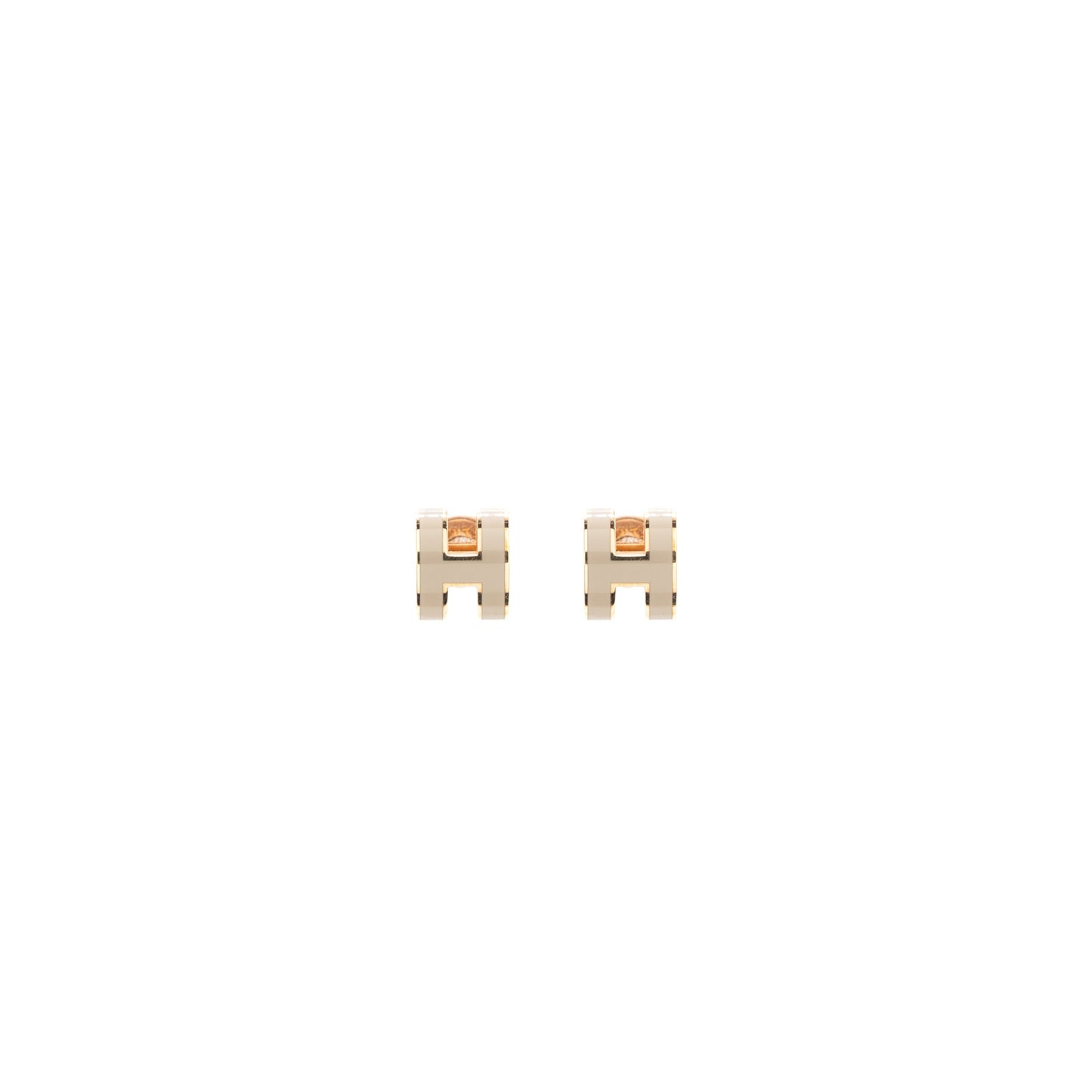Hermes mini pop H earrings marron glacé RGHW