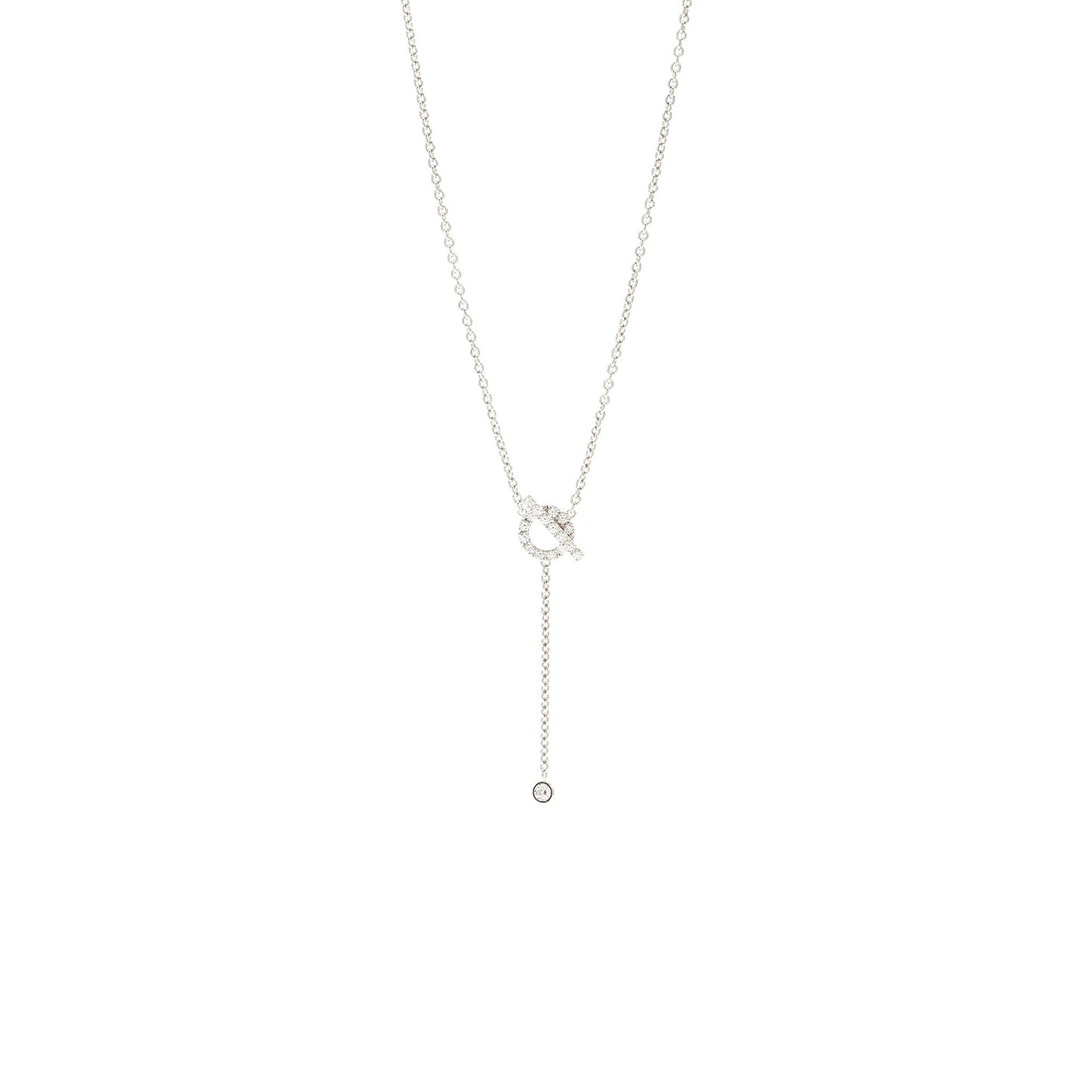 Hermes Lariat Finesse Necklace White Gold Diamonds