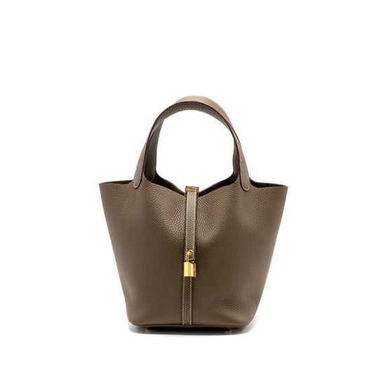 Hermes Picotin 22 Clemence Etoupe GHW Stamp B