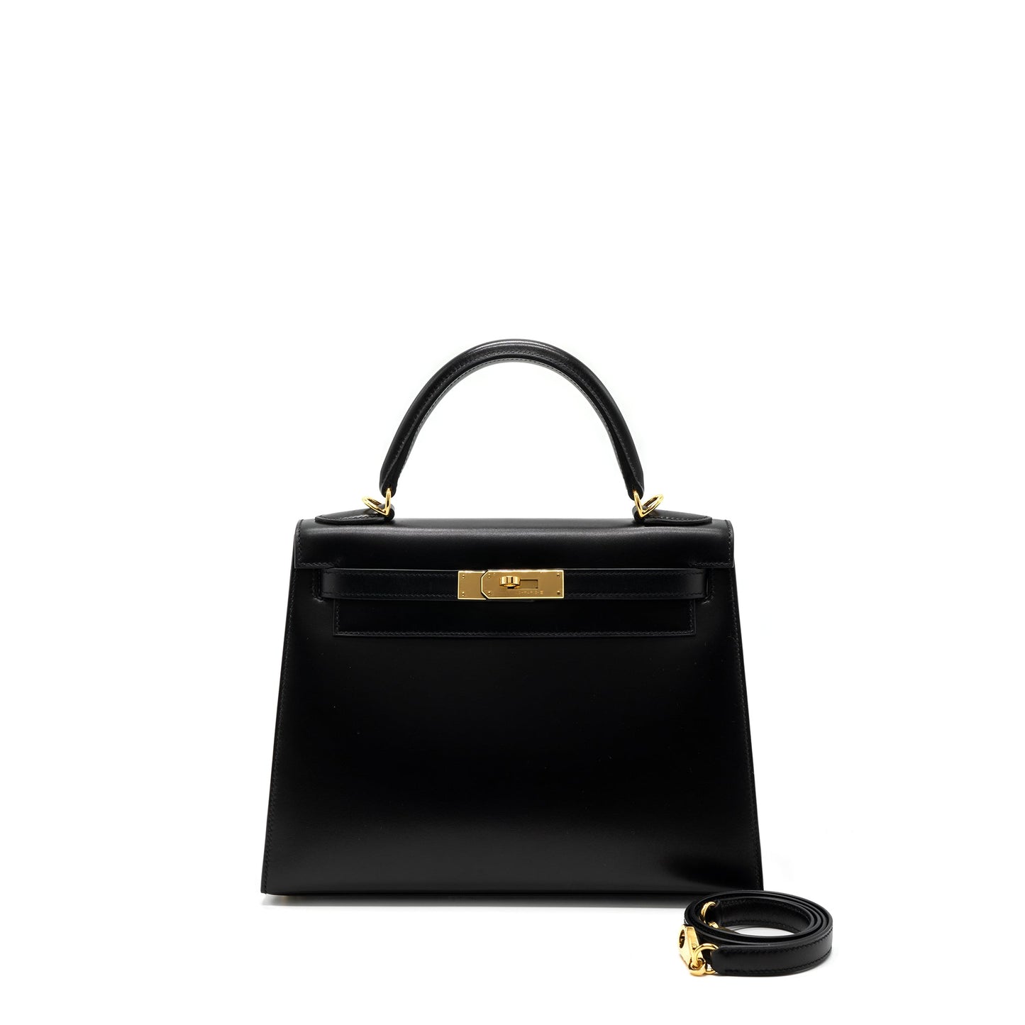 Hermes Kelly 28 Box Calfskin Black GHW Stamp Y